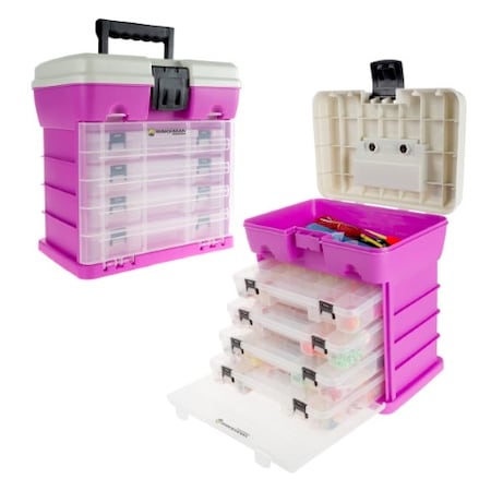 Leisure Sports Storage Toolbox, Durable Organizer Utility Box 4 Drawers, 19 Compartments Each for Supplies, (Pink) 354027JDQ